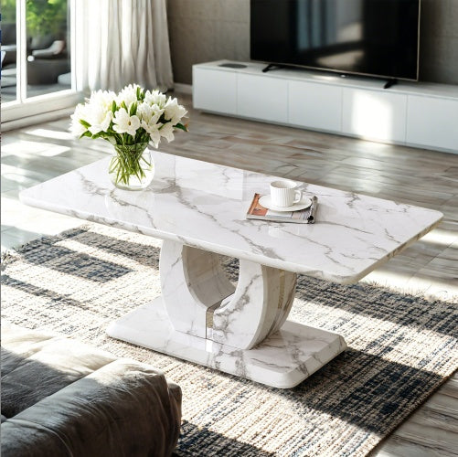 Modern Minimalist Marble Rectangular Coffee Table