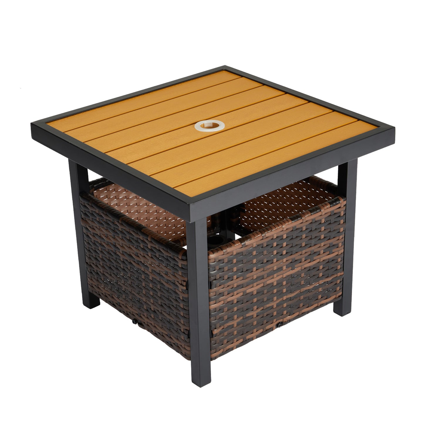 Wood Surface, Gradient Weaving Rattan Edge Tables