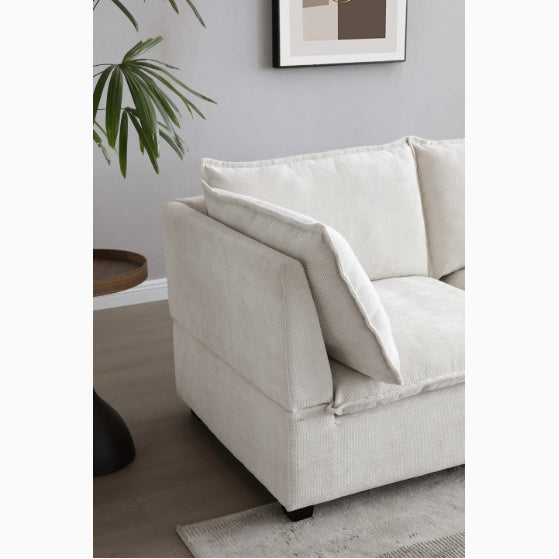 130 Inch Modular Sectional Sofa With Convertible Ottoman, Freely Combinable Sofa