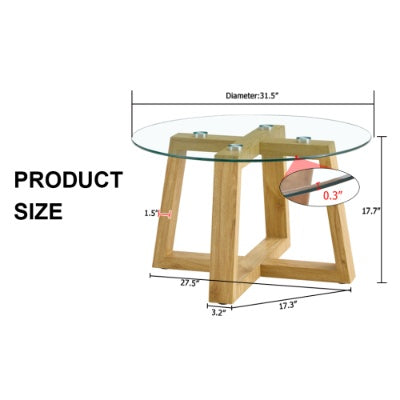 Modern Practical Circular Coffee Table, Transparent Tempered Glass