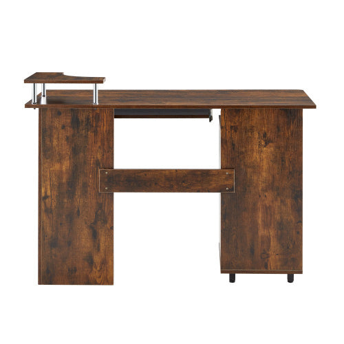 Solid Wood Computer Desk With Storage Shelves And File Cabinet