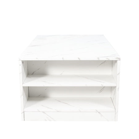 Modern LED Coffee Table, Storage With 2 Drawers And Open Side Shelf
