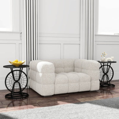 2 Piece Vintage Industrial Wheel Design Side Table