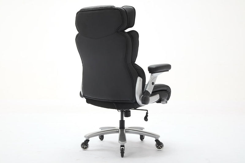 Big And Tall Office Chair 500lbs With Adjustable Lumbar Support, Executive Office Chair With Flip-up Armrest And Wider Seat, Ergonomic Leather Chair