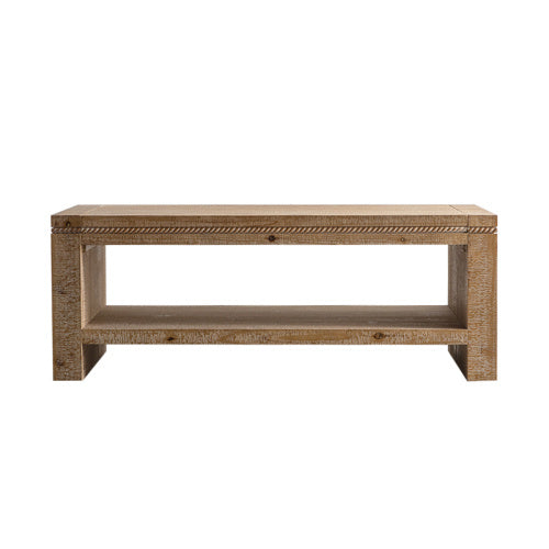 Rectangle 2-Tier Rustic, Solid Wood Coffee Table With Storage Shelf