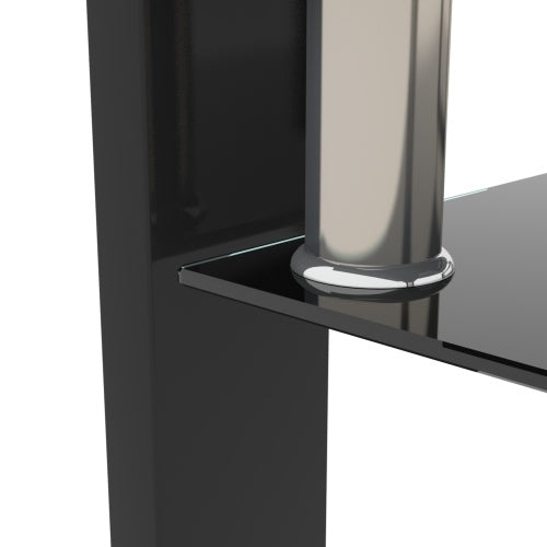 Sleek Black Glass Coffee Table with Under Storage
