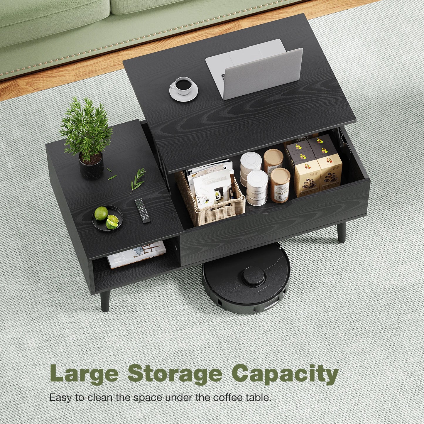 Lift Top Coffee Table, Adjustable Storage Shelf