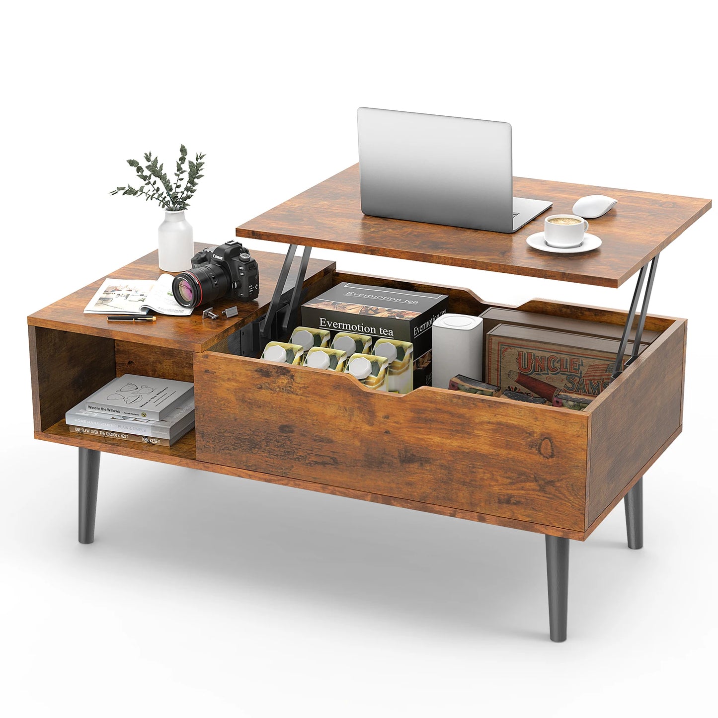 Lift Top Coffee Table, Adjustable Storage Shelf