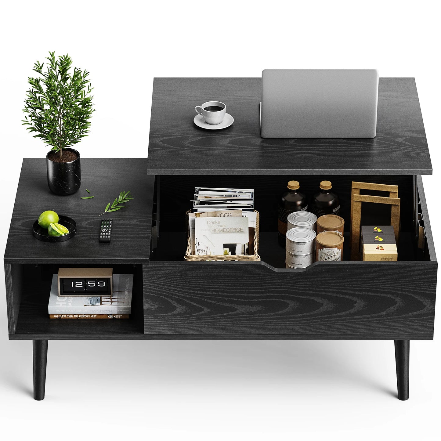 Lift Top Coffee Table, Adjustable Storage Shelf