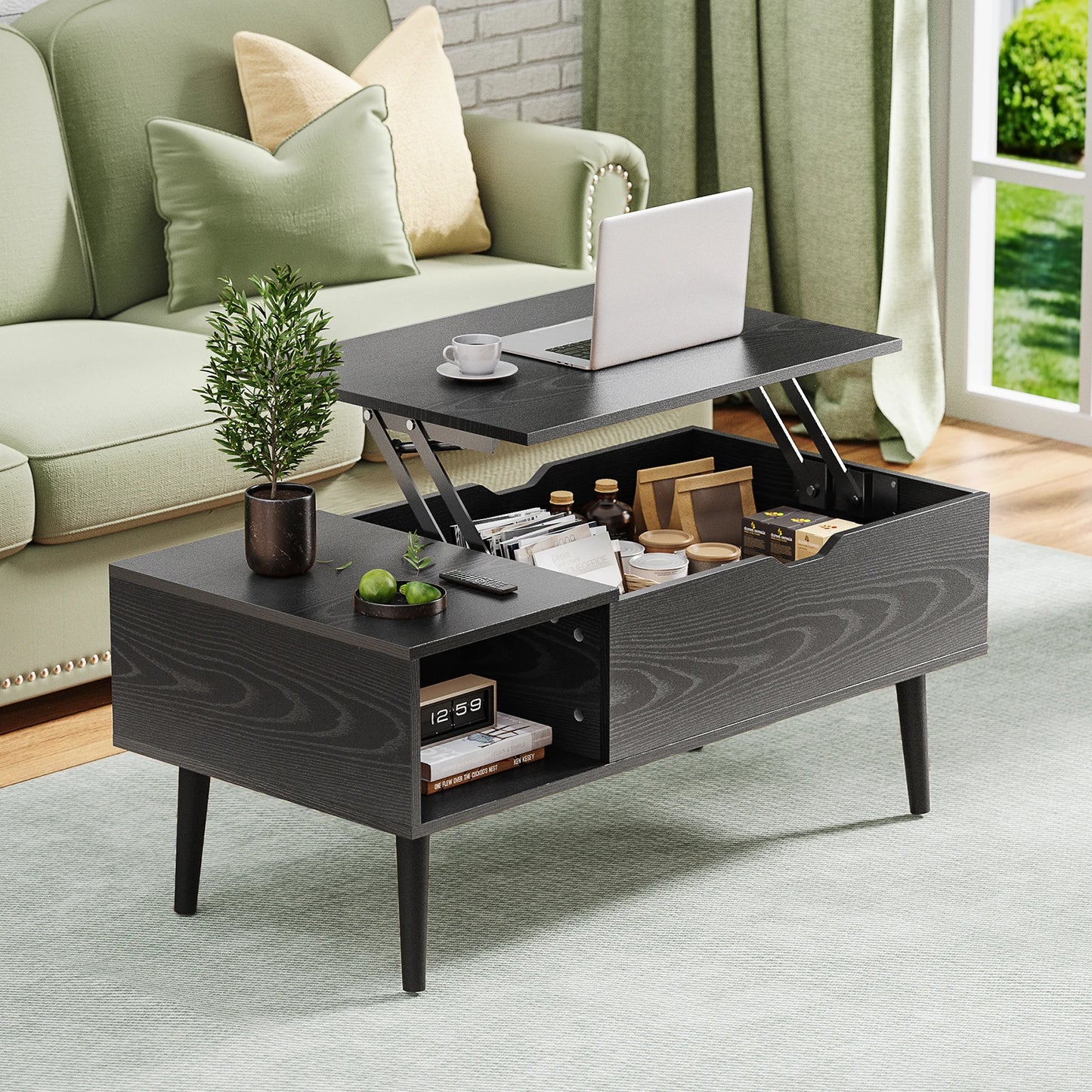 Lift Top Coffee Table, Adjustable Storage Shelf
