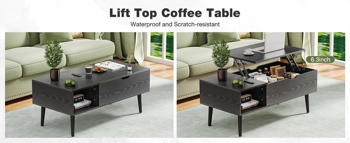 Lift Top Coffee Table, Adjustable Storage Shelf