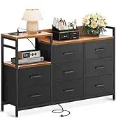 2 Bed Side Tables with LED Lights, Charger Station & USB Ports