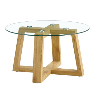 Modern Practical Circular Coffee Table, Transparent Tempered Glass